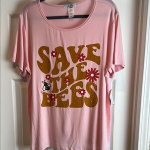 Moa Moa Pink 'Save the Bees' Graphic T-Shirt Plus Size
